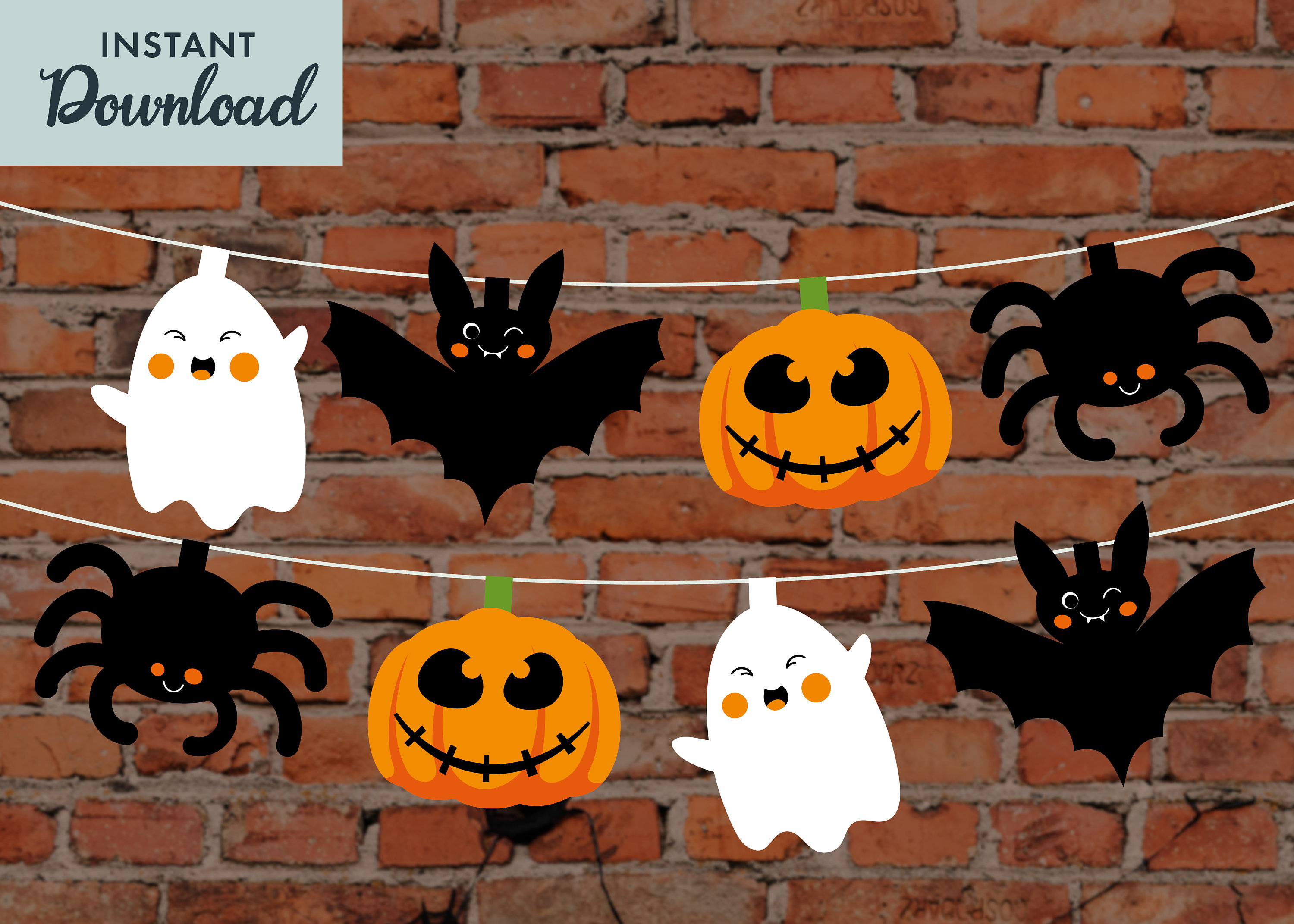 Halloween Paper Garland Digital Printable Halloween Party Decoration Halloween Paper Garland Digital Printable Halloween Party Decoration