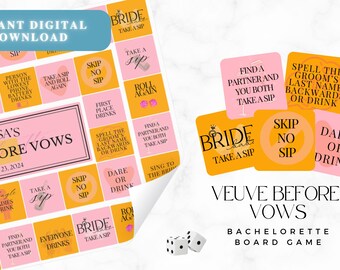 Personalized Veuve Before Vows Bachelorette Weekend Drinking Board Game