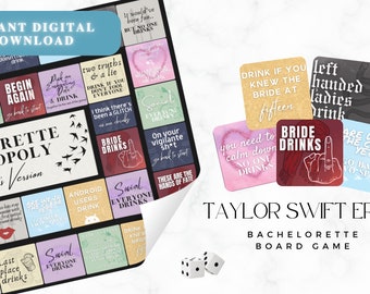 Taylor Eras Themed Bachelorette Digital Download Drinking Game Board