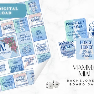 Mamma Mia Bachelorette Personalized Drinking Board Game Digital Download