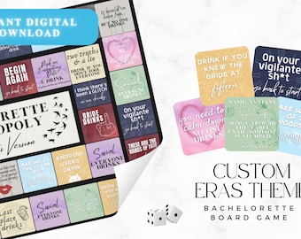 Personalized Taylor Eras Themed Bachelorette Digital Download Drinking Game Board