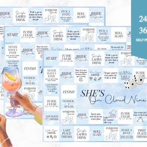 She&#39;s On Cloud Nine Drinkopoly Bachelorette Digital Download Drinking Game Board