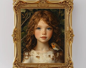 Nature Girl Portrait with Bird: Custom Face Swap Art