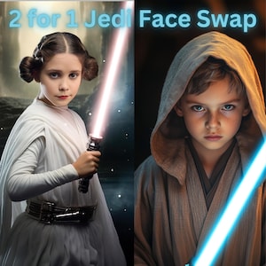 2 for 1 price of boy and girl Jedi Knights Face Swap Custom Portrairt