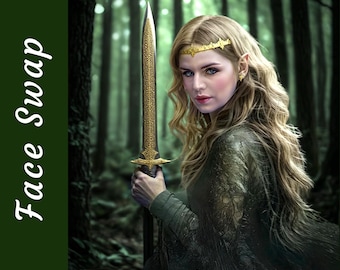 Elven Warrior Custom Fantasy Face Swap Digital Portrait and mp4 video