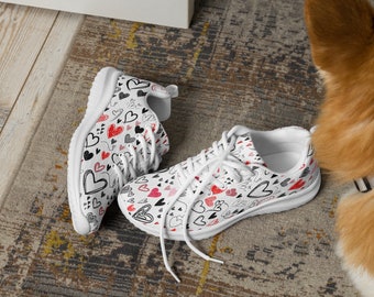 One-of-a-Kind Hearts Doodle Design Women&#39;s Shoes - Perfect Statement Piece