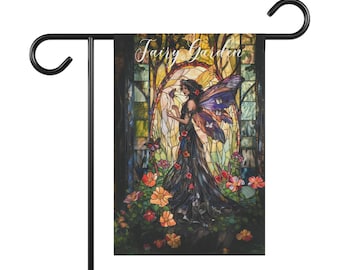 Fairy Garden Stained Glass Flag