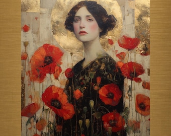Lady of the Poppies Klimt Style Face Swap