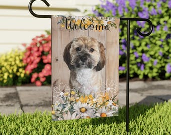 1 -2 Pets with Daisies Garden Flag | Welcome Home Banner