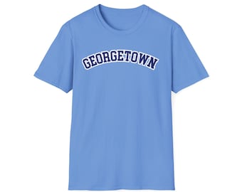 Blue Georgetown Unisex Softstyle T-Shirt, Casual Wear, College Apparel, Gifts for Students, Comfortable Tee