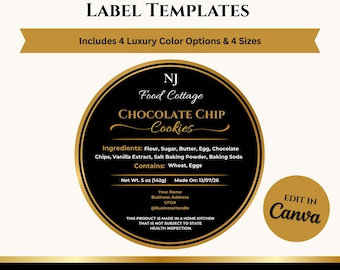 Plantilla editable para etiquetas de comida casera / Pegatinas de panadería de lujo / Canva (Descarga instantánea)
