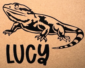Personalisierter Bearded Dragon Name Vinyl Aufkleber - Individuelles Gehäuse
