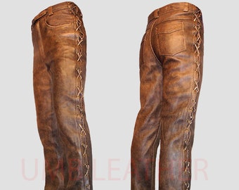 Native American Clothing Side Lace up Pant Handmade Cowboy - Etsy