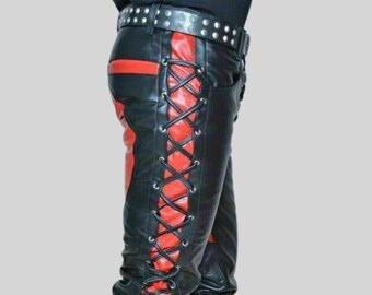 side lace up leather pants