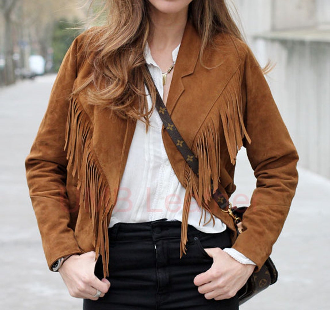 Suede Fringe Jacket for Women's Brown Suede Fringed Jacket Etsy