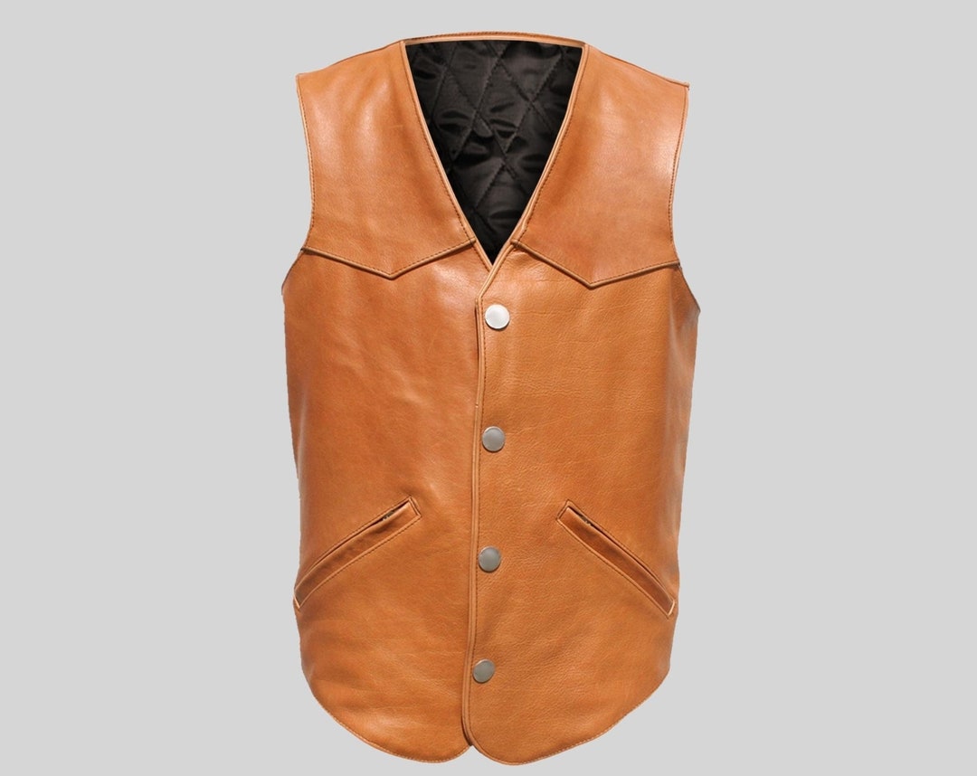 Western Cowboy Leather Vest Jacket Men's - Etsy