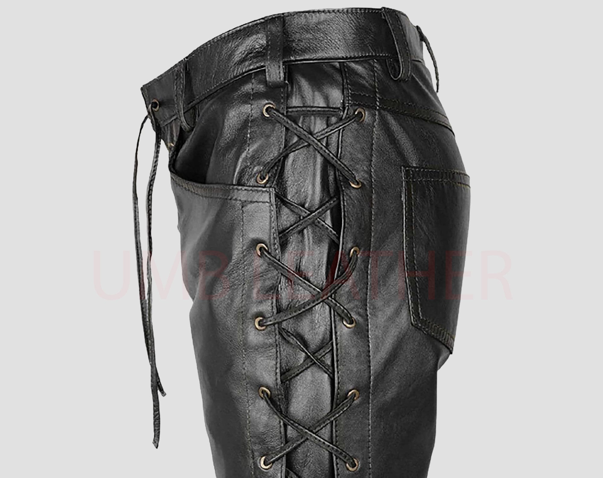 side lace up leather pants