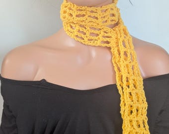 Crochet Skinny Scarf: Handmade Milk Cotton Lightweight Choker