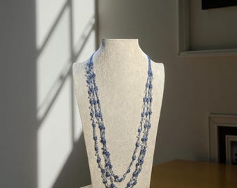 Crystal Beaded Crochet Necklace: Handmade Boho Layered Jewelry