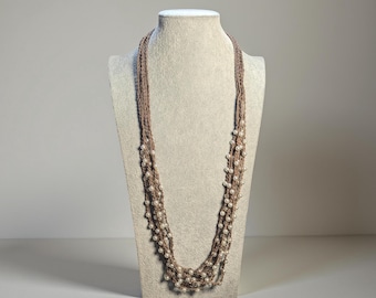 Boho Perlen Perlen Häkelkette: 6-Strang Hippie Chic Schmuck