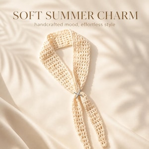 Crochet Mesh Sophie Scarf – Lightweight Boho Skinny Scarf, Elegant Neck Wrap.
