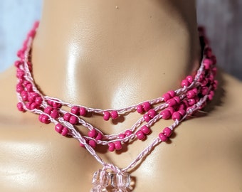 Long Seed Bead Crochet Necklace: Boho Wrap Bracelet