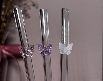 Pajita de cristal con forma de mariposa