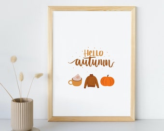 Autumn Print, Autumn Decor, Digital Print, Pumpkin Print, Fall wall art