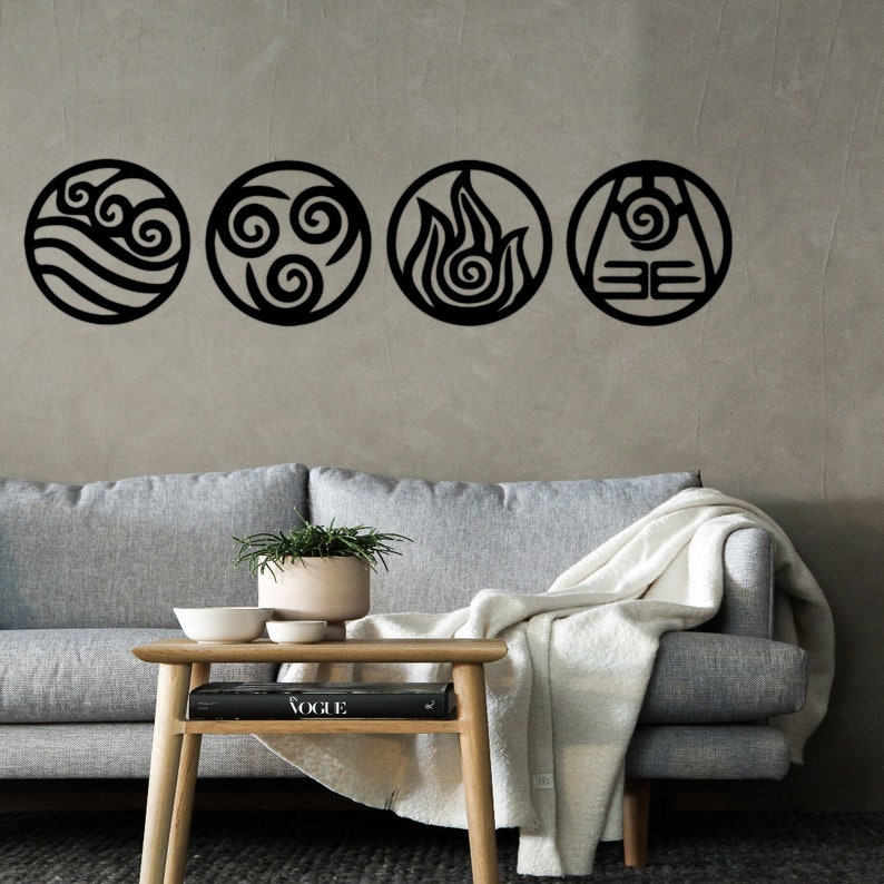 Avatar the Last Airbender Avatar Elements Wood Wall Art4 Etsy