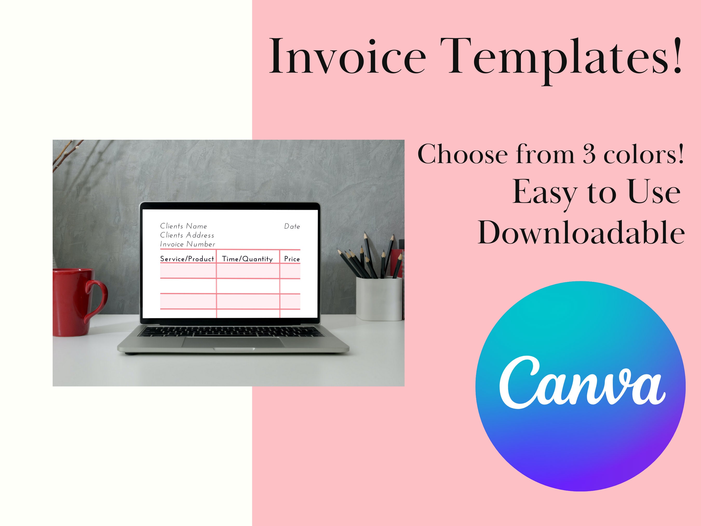 Invoice Template Invoice Templates Canva Invoice Template Etsy Canada