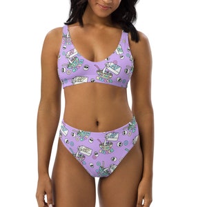 Sustainable Cereal Killer High Waisted bikini Funny breakfast swimsuit pastelset