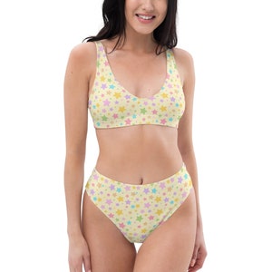 Sustainable Colorful Stars Recycled High Waisted Bikini Set