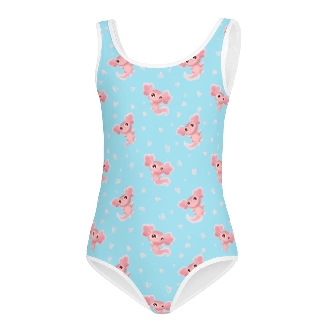 Blue Pink Axolotl Print Kids Swimsuit - Etsy