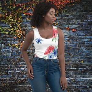 Simple floral Crop Top big flowers