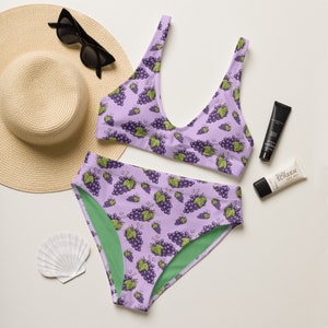 Sustainable Grapes Recycled High Waisted bikini Fruit Themed Swimsuitset