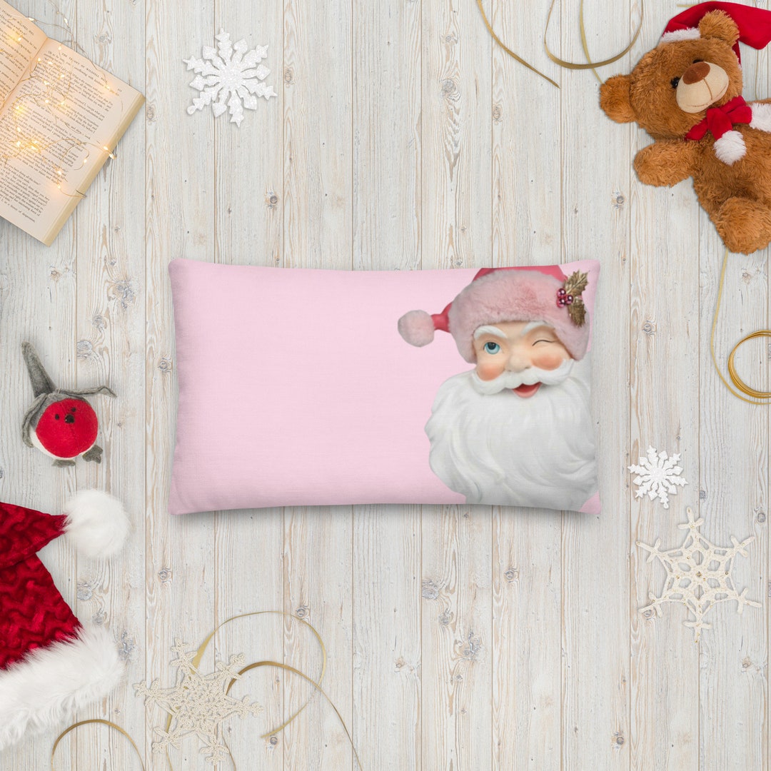 PINK SANTA ROUND ACCENT PILLOW