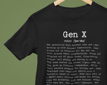 Gen X definition shirt, Generation X shirt, 1980s shirt. 1970s shirt, Retro shirt, Unisex Jersey Short Sleeve Tee