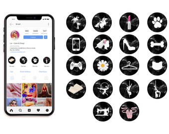 18 Instagram Hoogtepunten / Icons Covers, Handgetekende Iconen Bundel