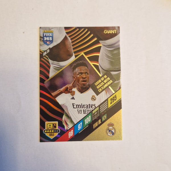 VINICIUS JR, Real Madrid, "Giant" new Fifa 365 Adrenalyn Premium 2024. Soccer card. Trading card. Vini jr.