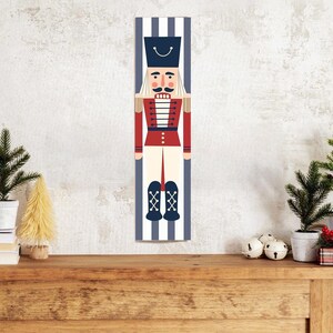 Blue Striped Nutcracker Barnwood Sign | Rustic Holiday Decor | Handcrafted Christmas Wall Art | Unique Farmhouse Style By Rustic Marlin