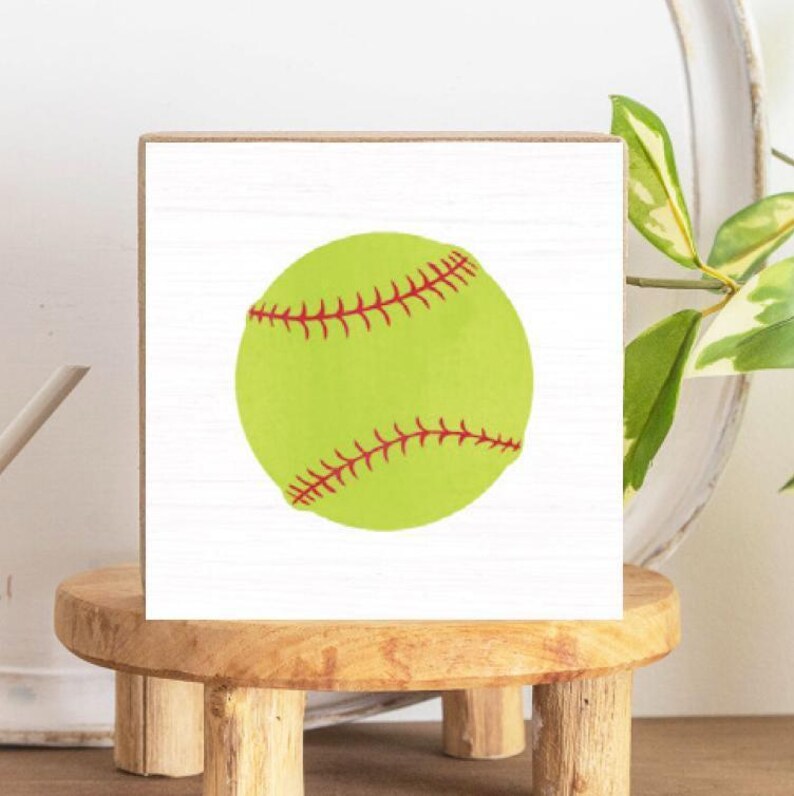 Rustic Softball Handcrafted Softball Wood Block | Rustic Decor for Home & Gifts ...