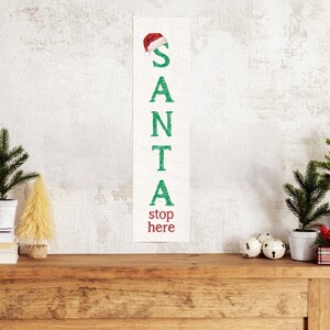 Handcrafted Santa Stop Here Barnwood Sign | Rustic Home Décor | Distressed Pine | Perfect Holiday Gift By Rustic Marlin