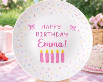 Birthday Candle Plate, Personalised Plate for Girls, Children's Plates, Birthday Plate, Children’s Birthday Gift, Keepsake Gift for Girls