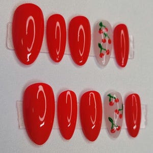 Cherry pop press on nails