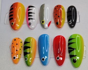 Fishing lures press on nails