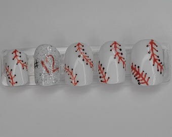 Baseball press on nails