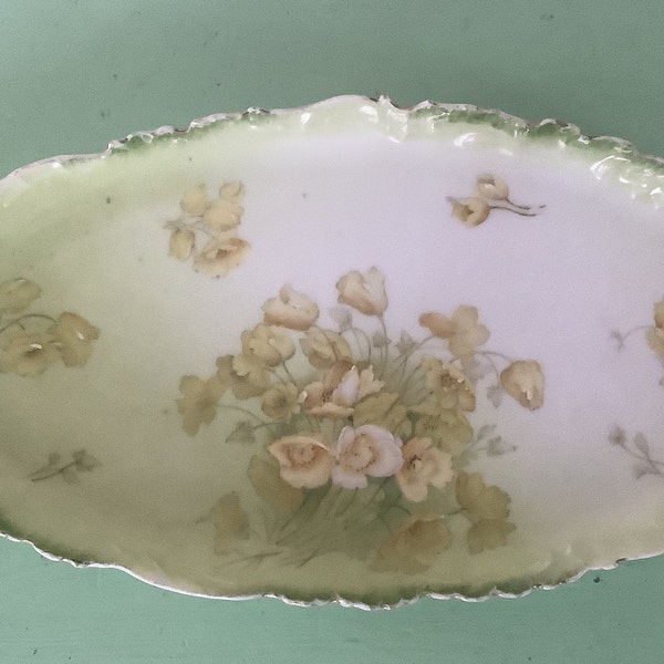 Bavarian China Germany/3993/Serving plate/Scalloped edges/Measures 13 inches long and 6 1/4 inches wide