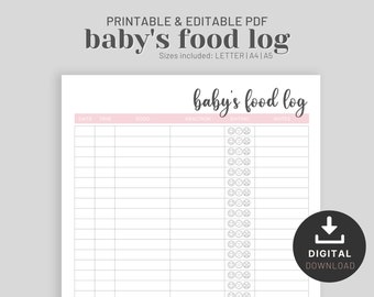Baby Food Allergy Chart - Etsy