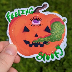 Feeling spooky haunted pumpkin vinyl sticker