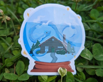 Mini artic sea dragon Snow globe vinyl sticker